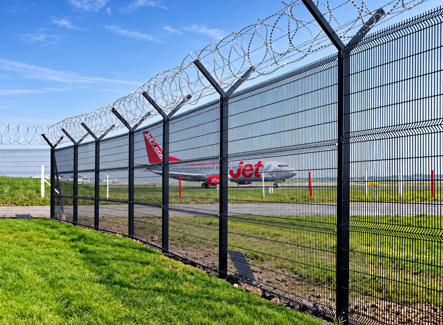KUNYU 358 anti-climb security fencing protecting an airport perimeter