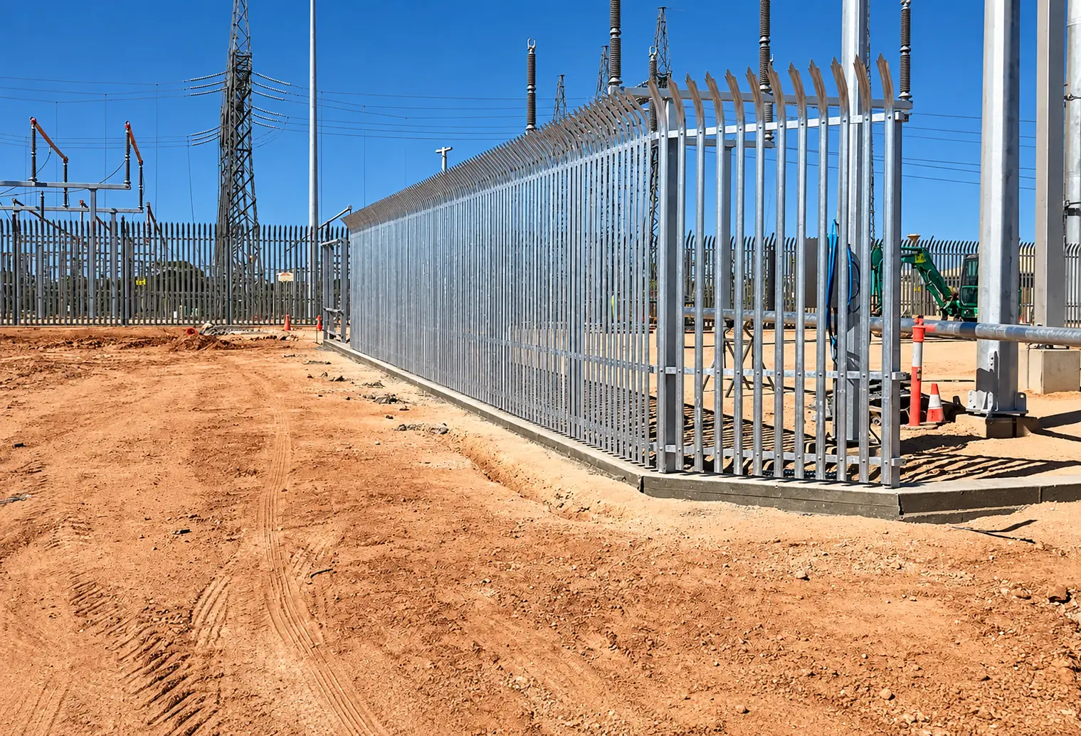 KUNYU palisade security fencing protecting an electrical substation